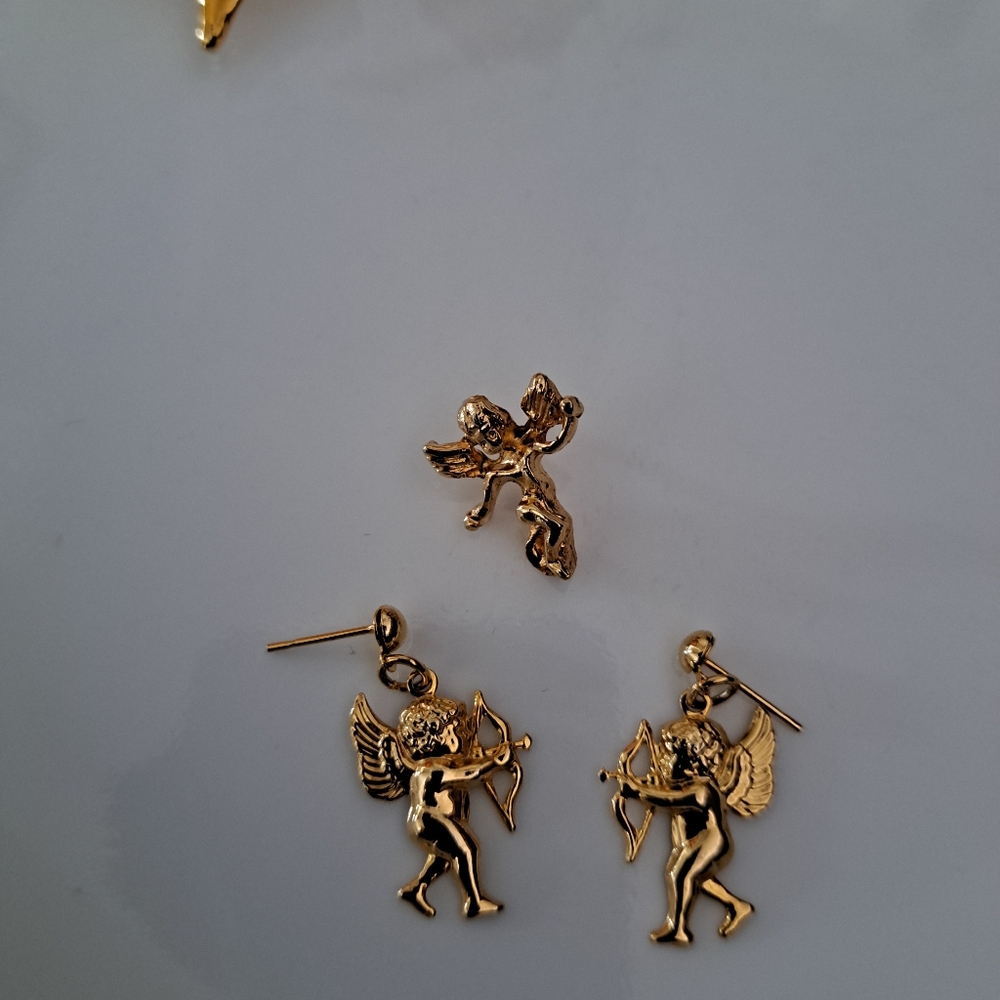 Cherub/ Angel earrings and pin